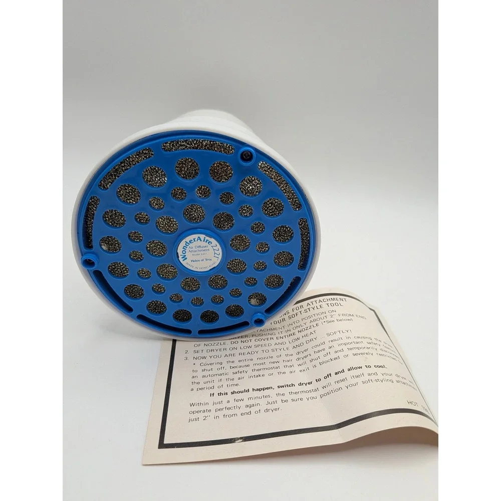 Vtg Helen of Troy WonderAire 2221 Hair Dryer Air Diffuser Attachment Blue volume